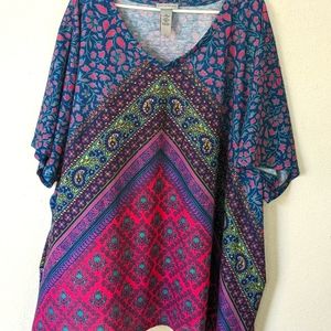 Catherine's plus size 5x multi color short sleeve v neck Blouse